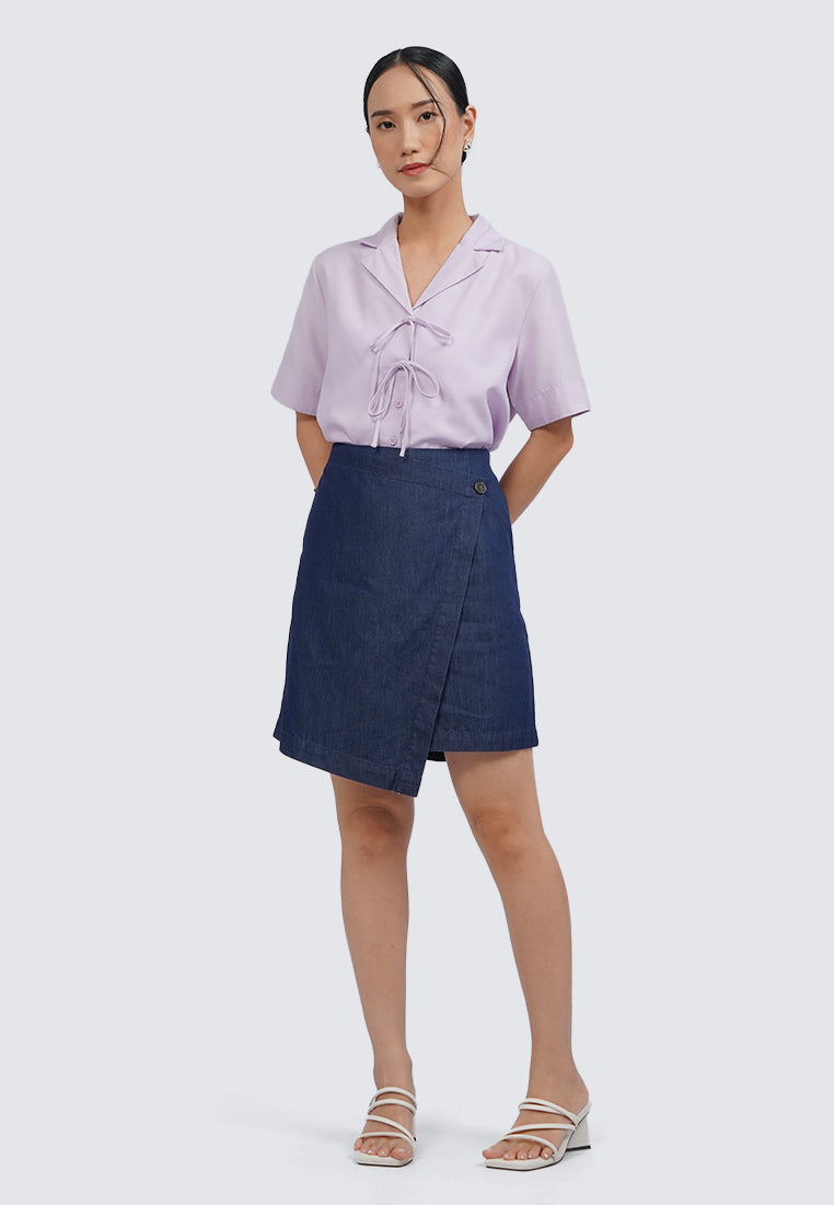 Wrapped Chambray Mini Skort