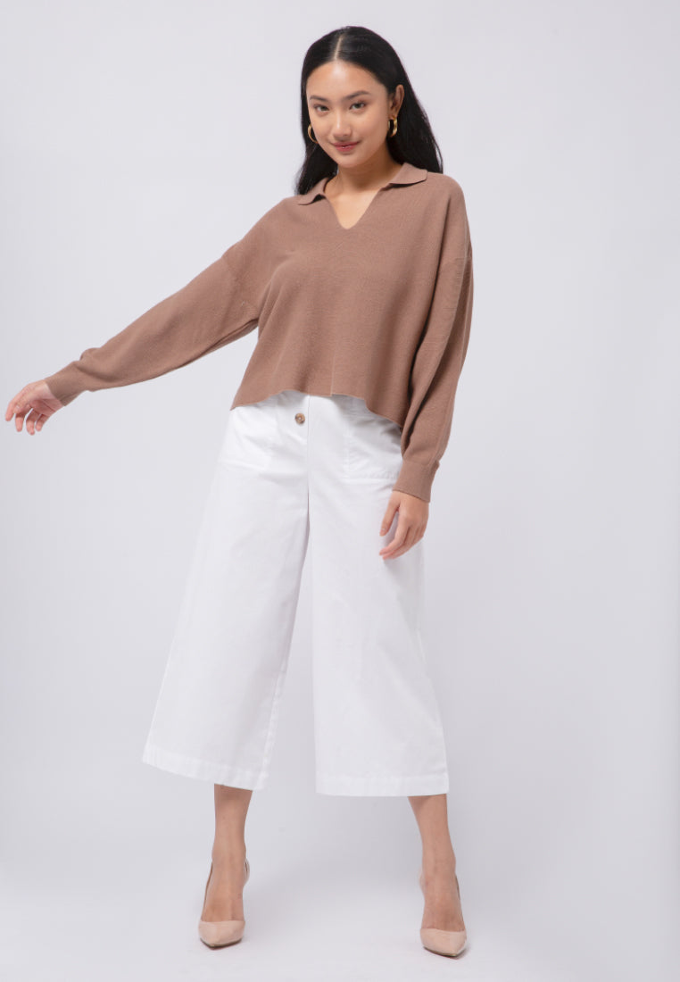 Knit Sweater with Polo Collar