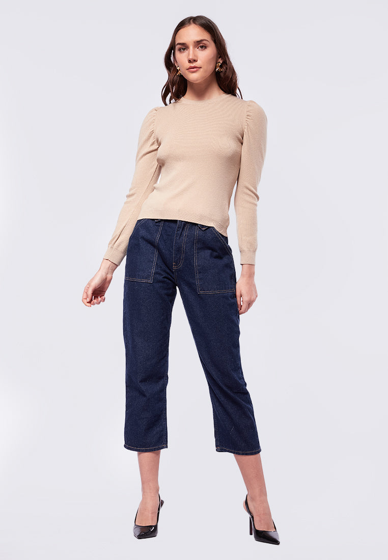 Fitted Sweater with Puffy Shoulder