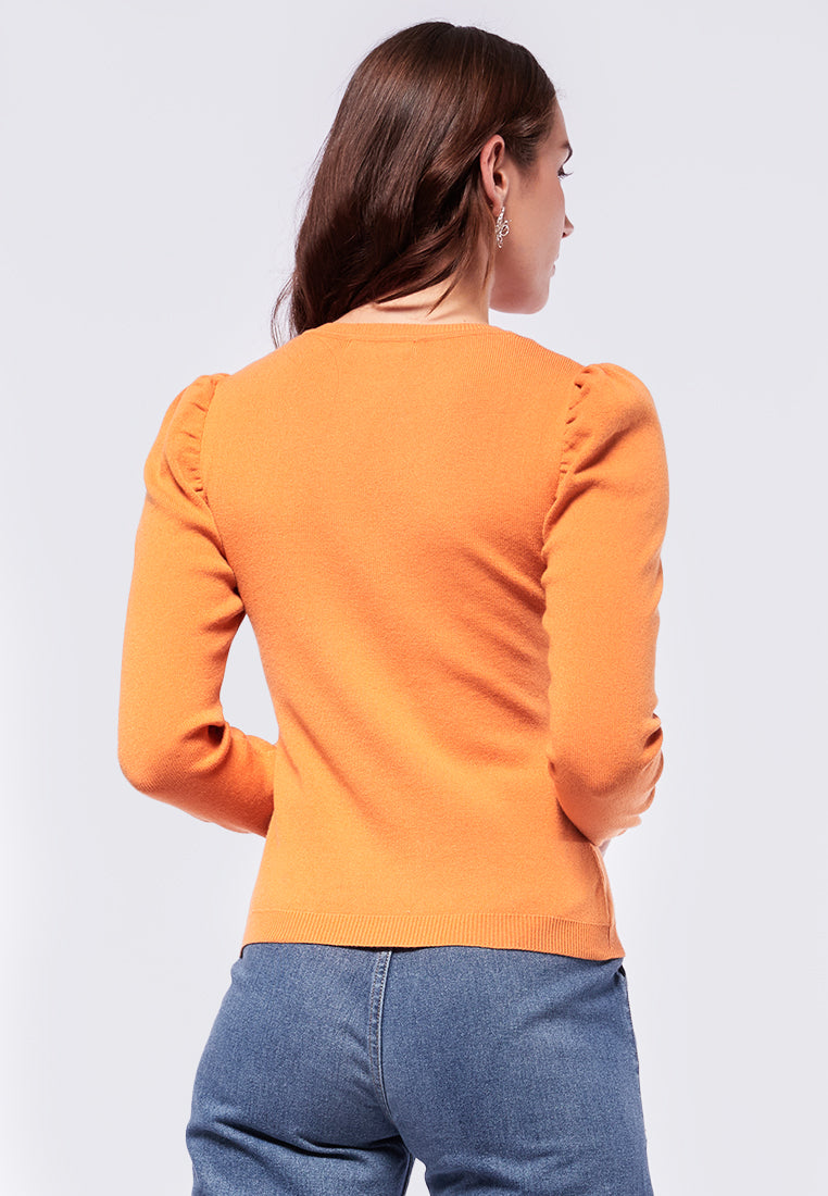 Fitted Sweater with Puffy Shoulder