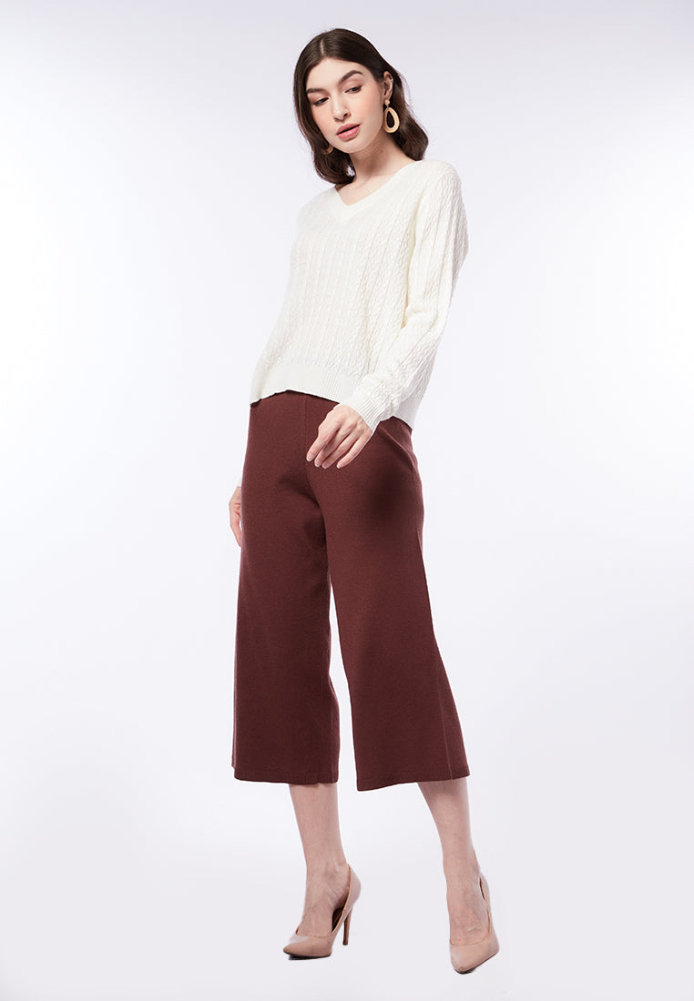 V-Neck Cable Knit Sweater
