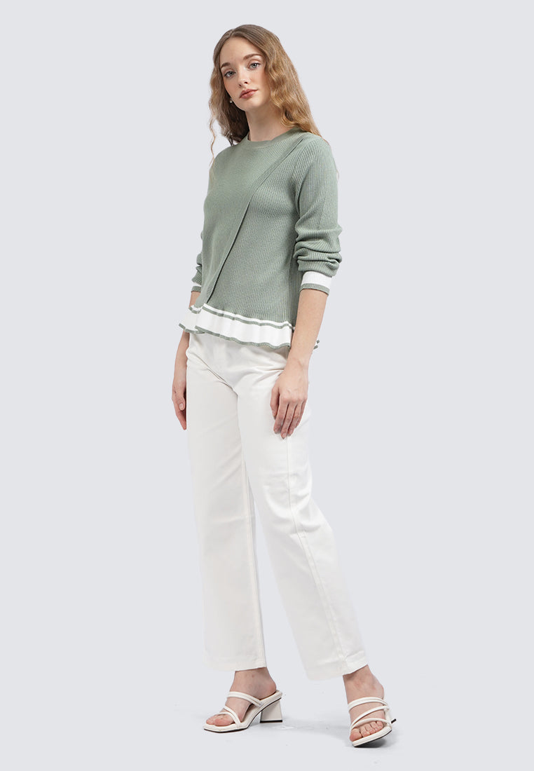 Long Sleeve Sweater with Frill Details