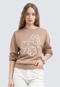 Patched Long Sleeve Sweater