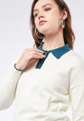 Long Sleeve Knit Top with Polo Collar
