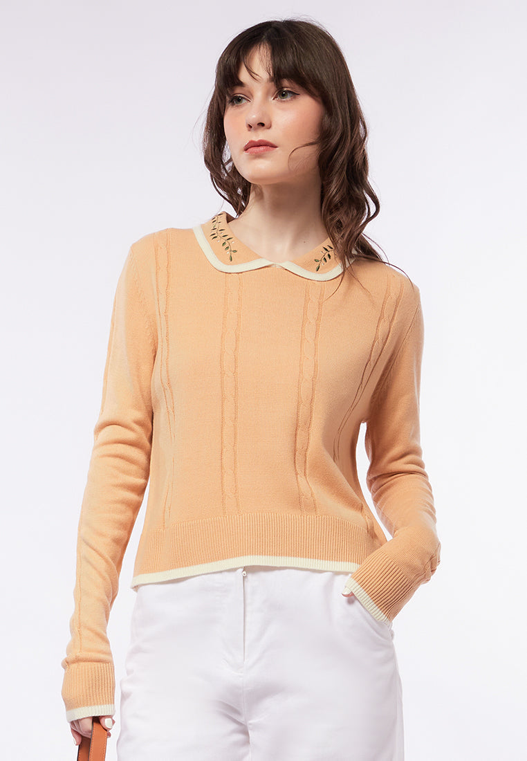 Contrast Edges Long Sleeve Sweater