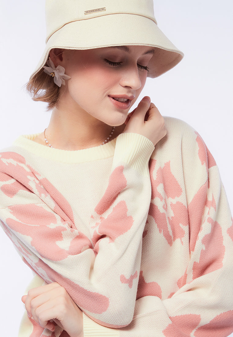 Knitted Flower Long Sleeve Sweater