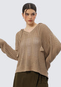 Hooded Long Sleeve Knit Sweater
