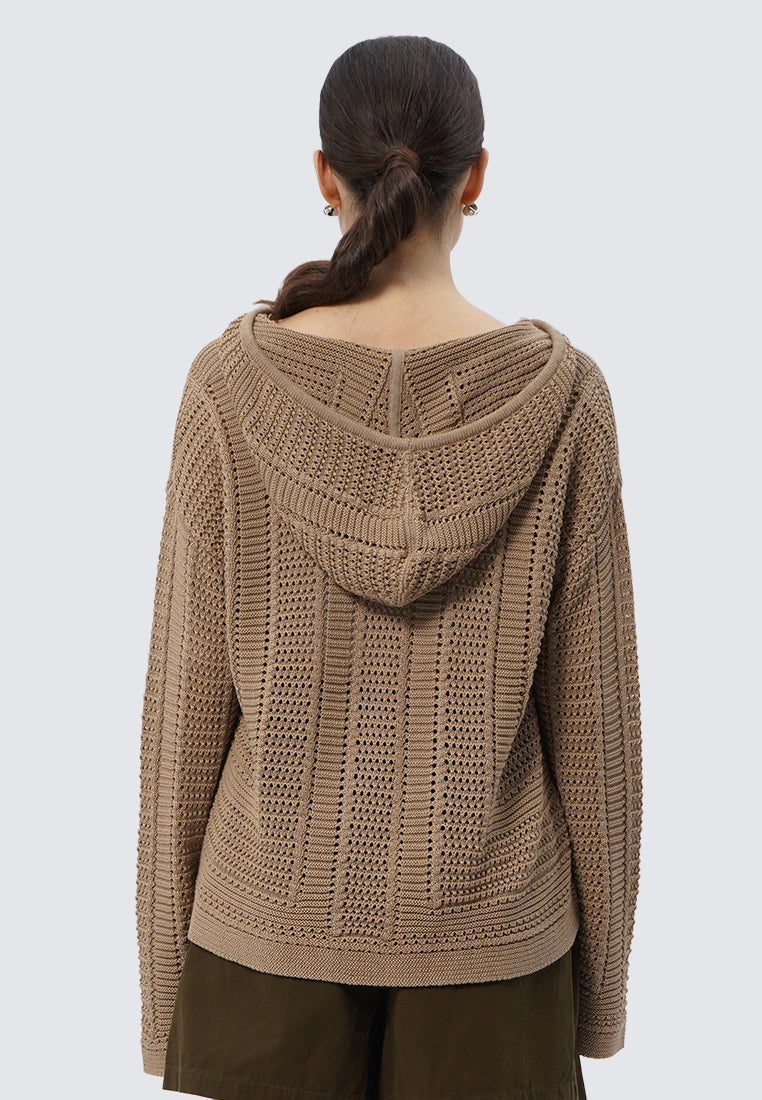 Hooded Long Sleeve Knit Sweater