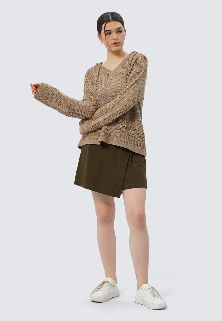 Hooded Long Sleeve Knit Sweater