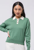 Sweater with Contrast Polo Collar