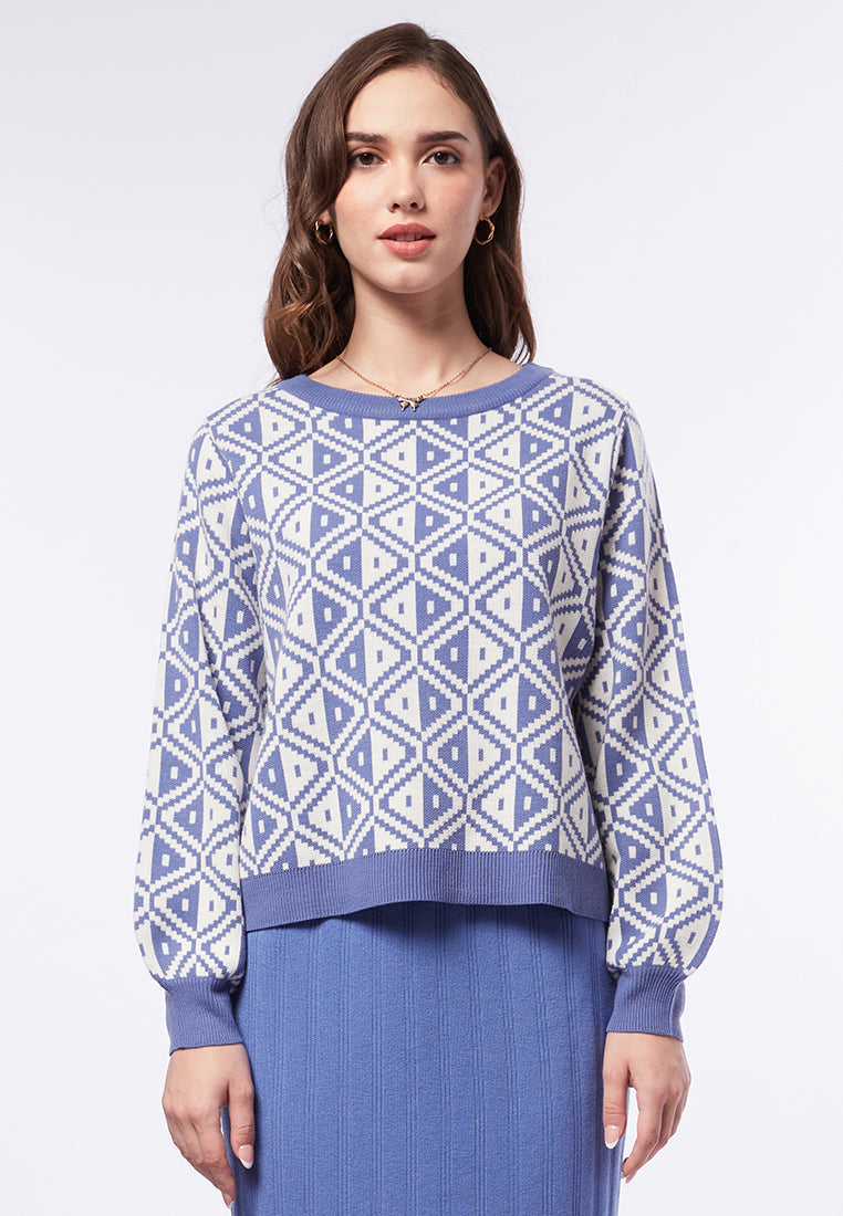 Round Neck Printed Sweater