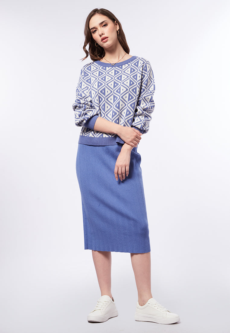 Round Neck Printed Sweater