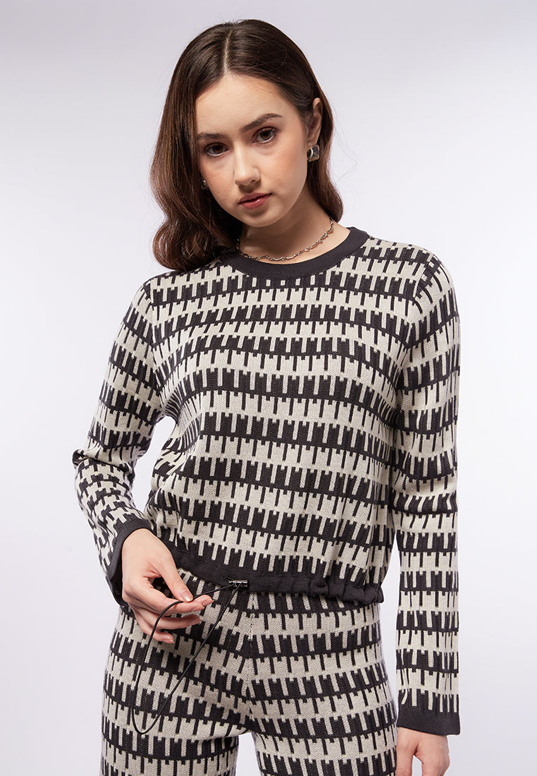 Long Sleeve Sweater with Drawstring Details