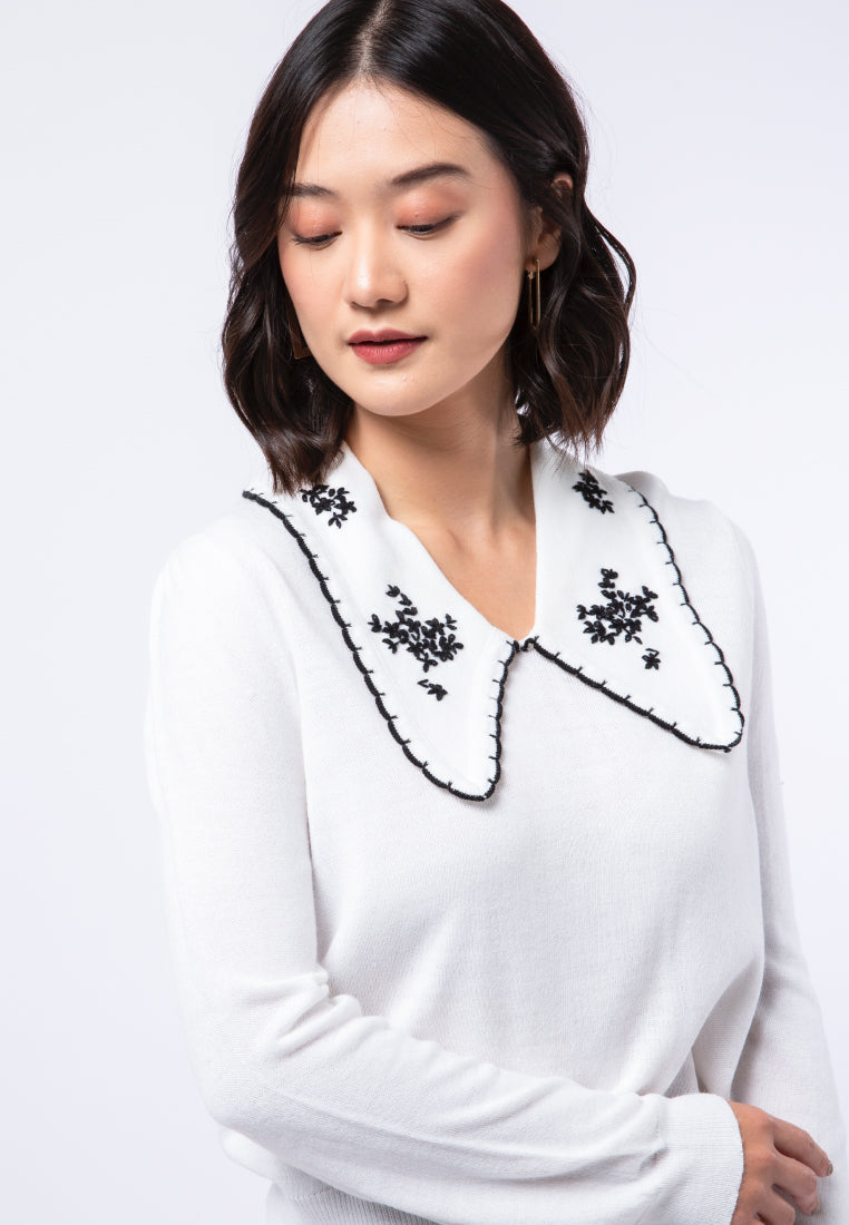 Sweater with Embriodered Collar