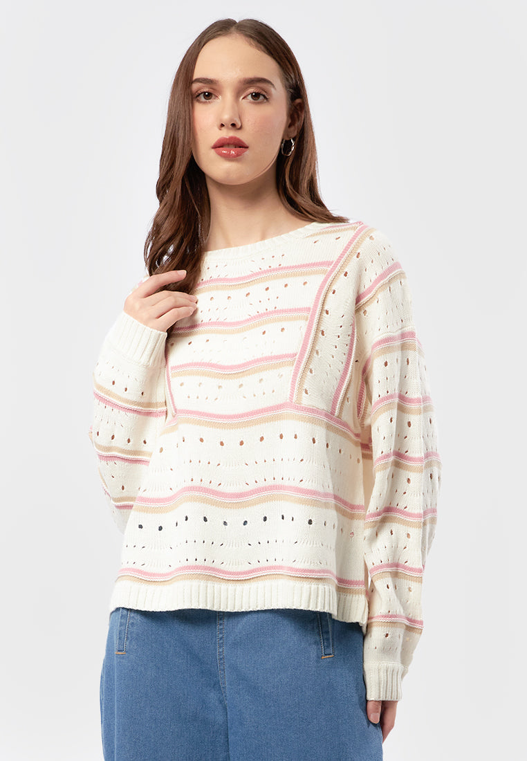 Long Sleeve Wave Textured Sweater