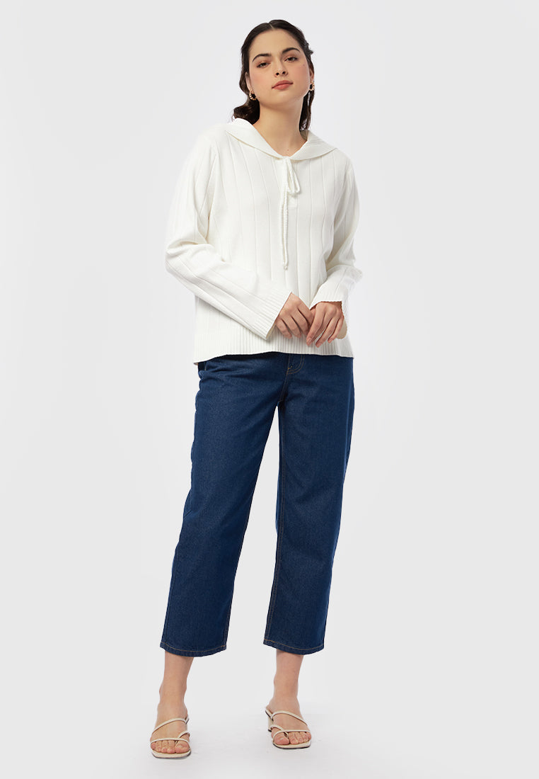 Loose Sweater with Wide Sailor Collar