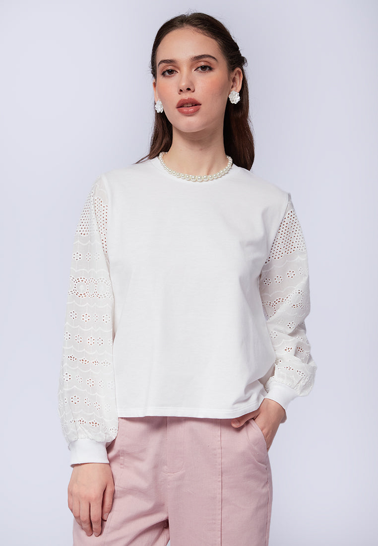 Puff Sleeve Round Neck Sweatshirt