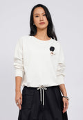 Long Sleeve Sweater with Flower Patches