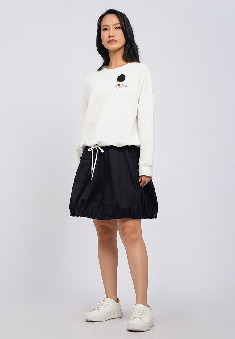 Long Sleeve Sweater with Flower Patches
