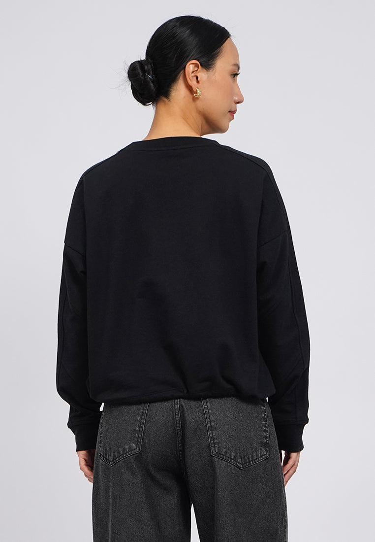 Long Sleeve Sweater with Flower Patches
