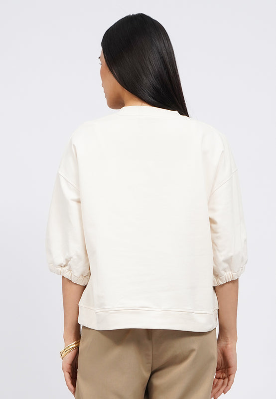 Puff Sleeve Embroidered Sweatshirt