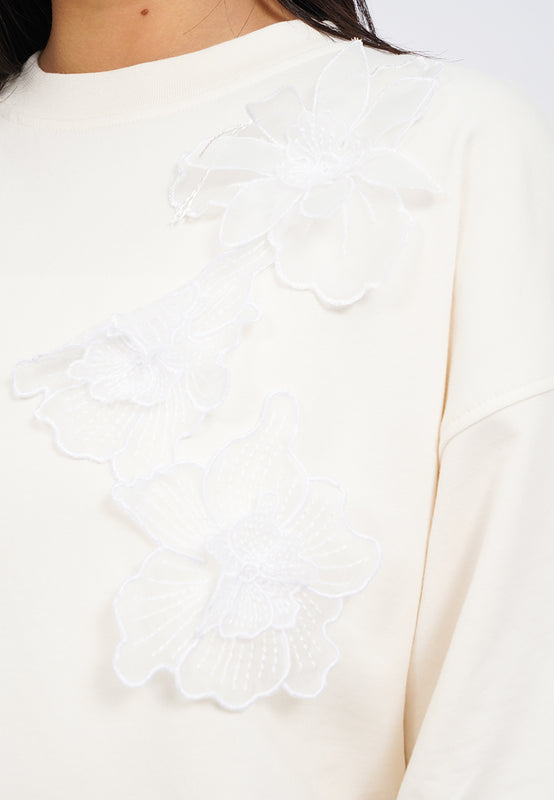 Puff Sleeve Embroidered Sweatshirt