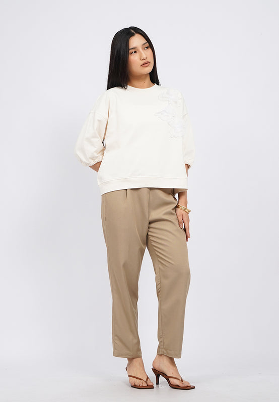 Puff Sleeve Embroidered Sweatshirt