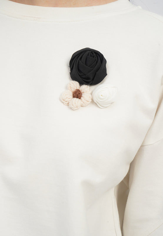 Sweater with Flower Applique