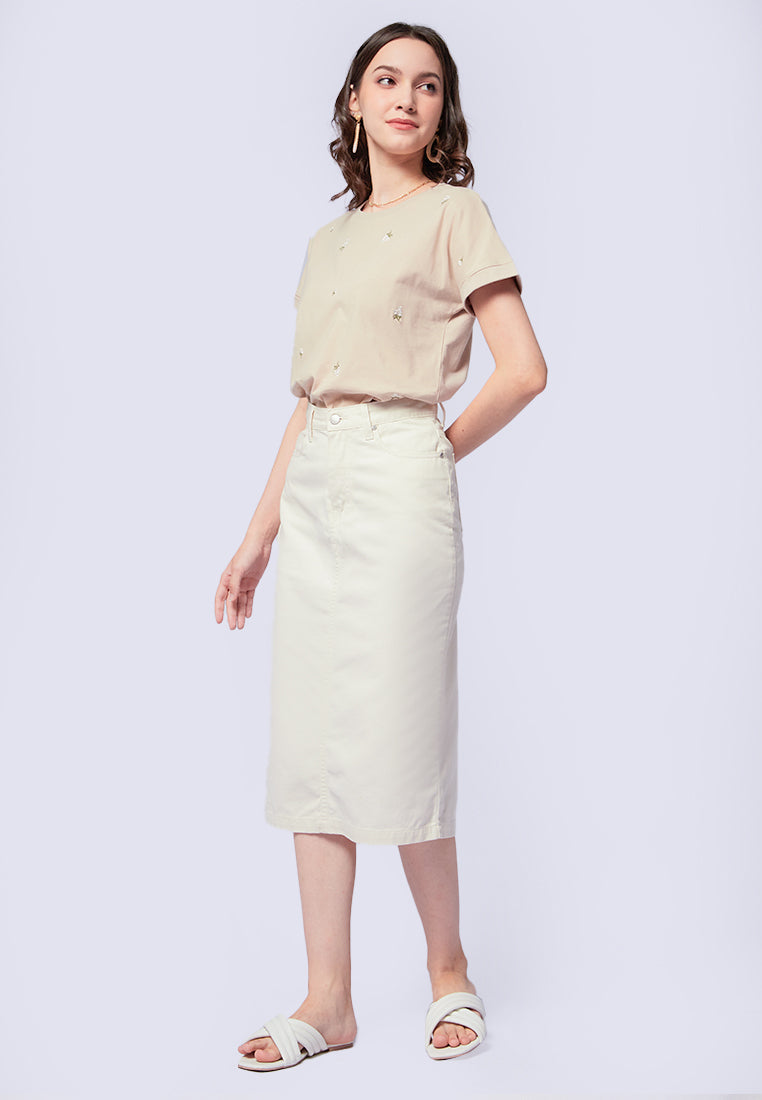 High Waist Midi Pencil Skirt