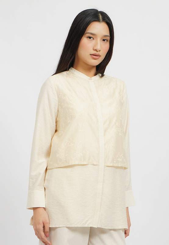 Embroidered Mandarin Collar Tunic