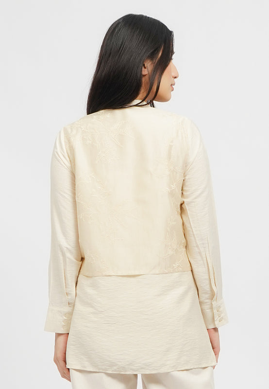 Embroidered Mandarin Collar Tunic