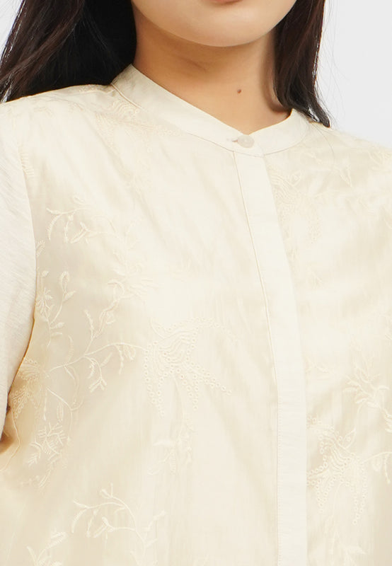 Embroidered Mandarin Collar Tunic