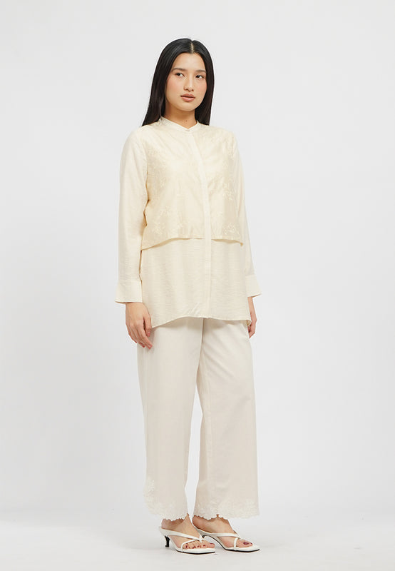 Embroidered Mandarin Collar Tunic