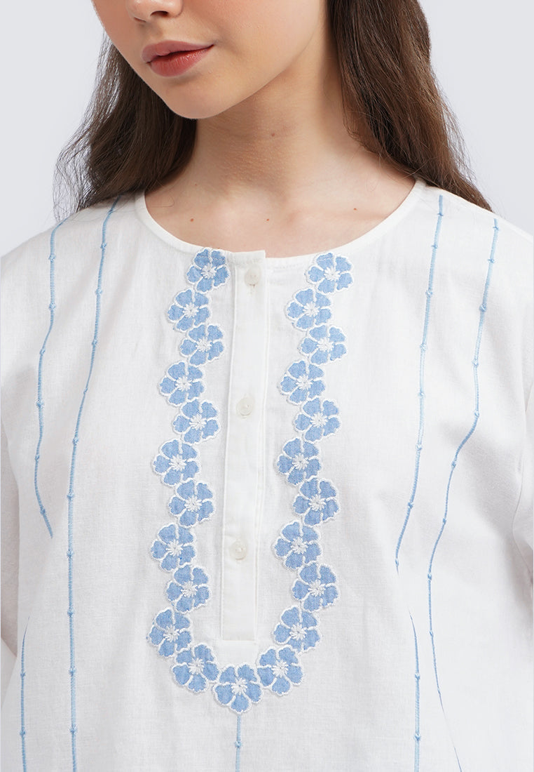 Contrast Embroidered Tunic