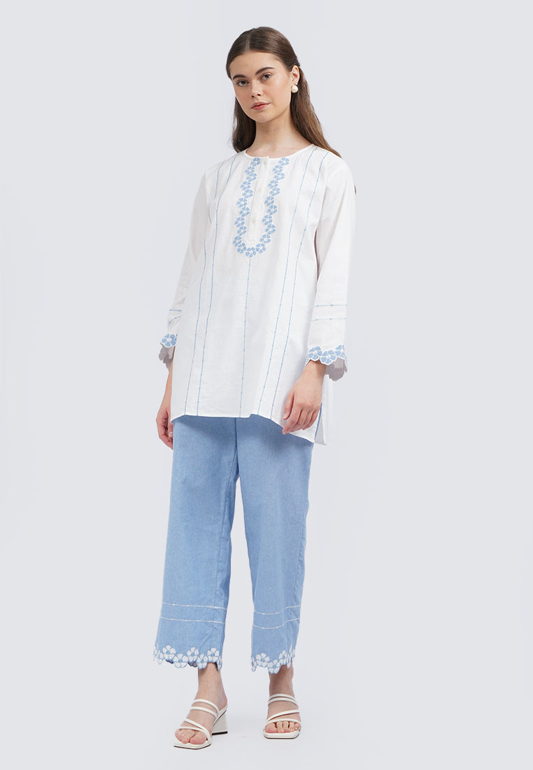 Contrast Embroidered Tunic