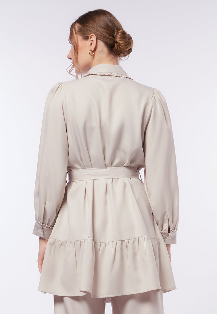 Gathered Long Sleeve Tunic with Belt