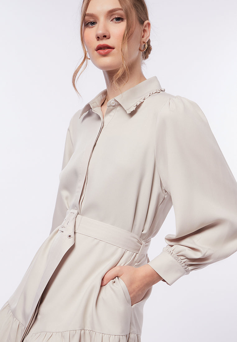 Gathered Long Sleeve Tunic with Belt