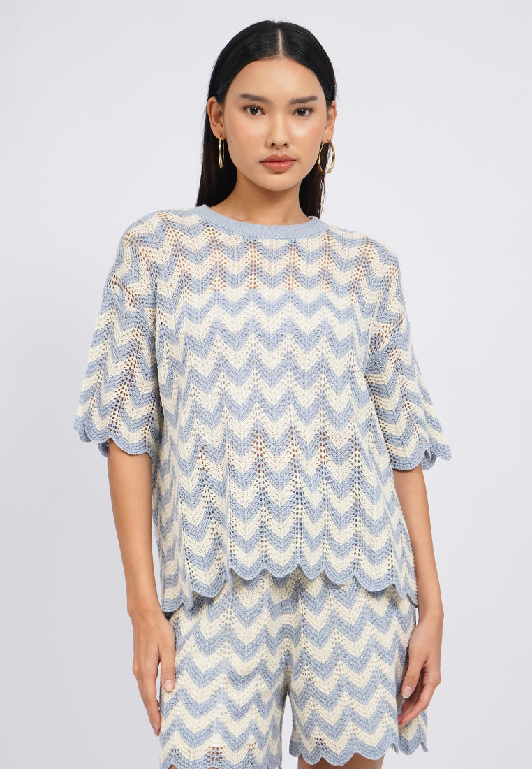 Short Sleeve Printed Knit Top