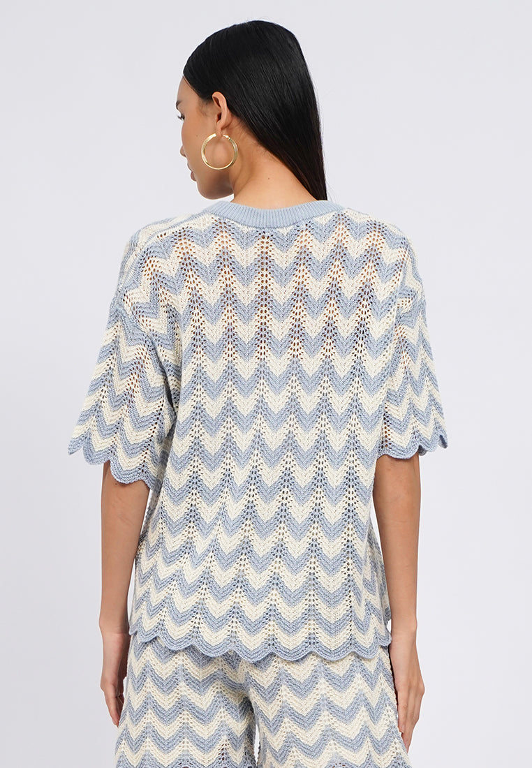 Short Sleeve Printed Knit Top