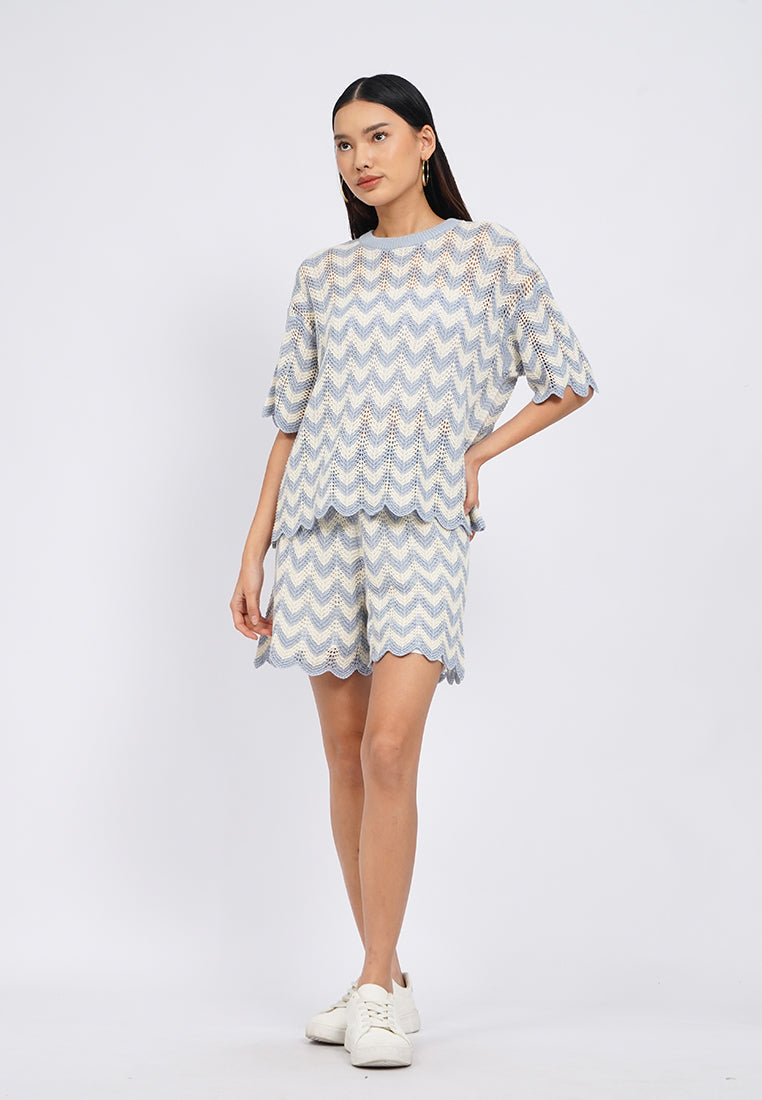 Short Sleeve Printed Knit Top