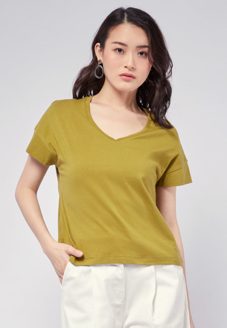 Basic V-neck Short Sleeve T-shirt