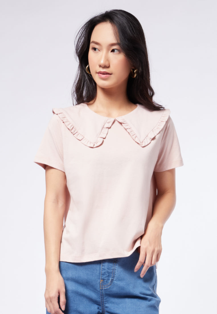 Short Sleeve Top with Peterpan Collar
