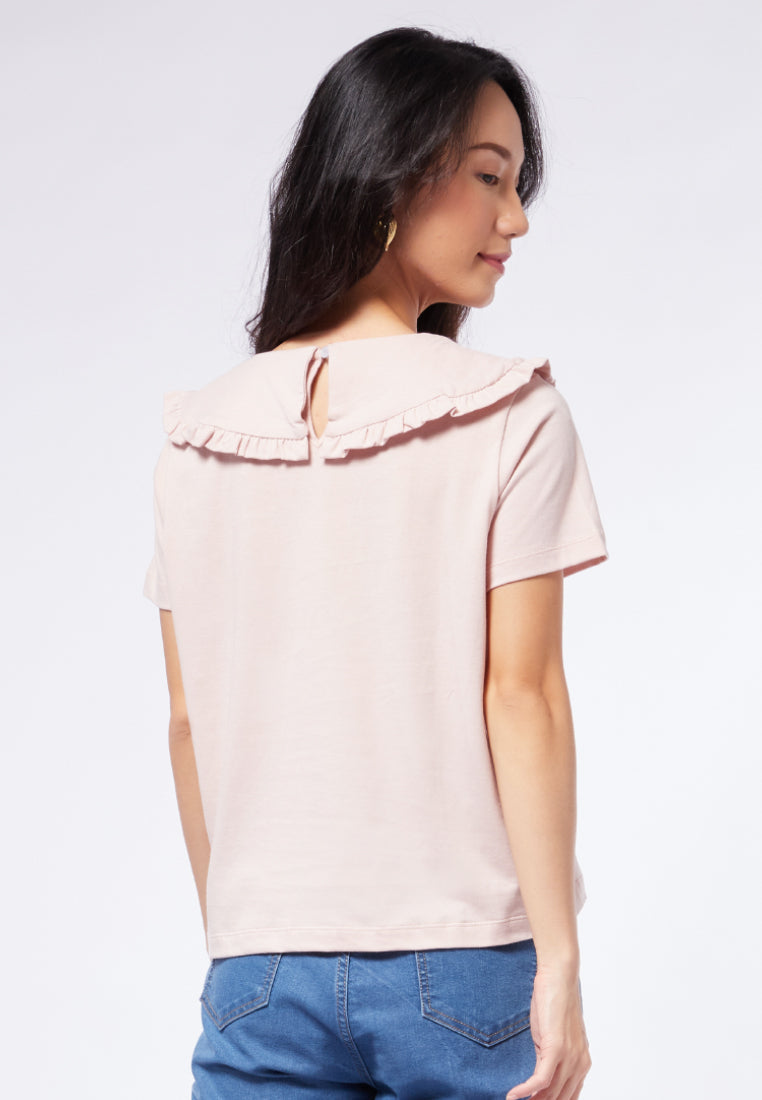 Short Sleeve Top with Peterpan Collar