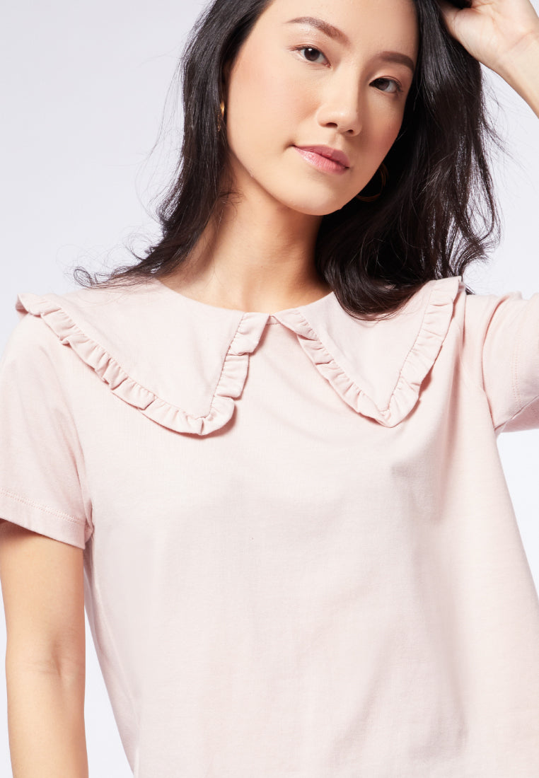 Short Sleeve Top with Peterpan Collar