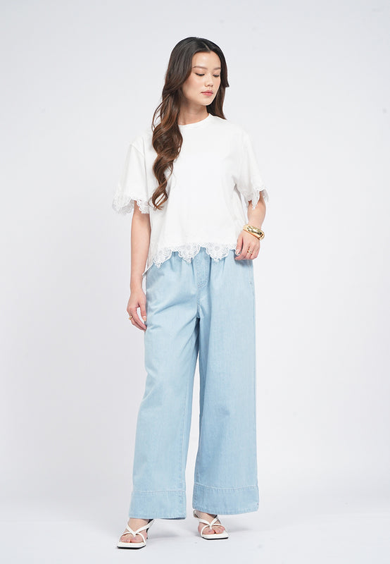 Short Sleeve T-Shirt with Lace Details