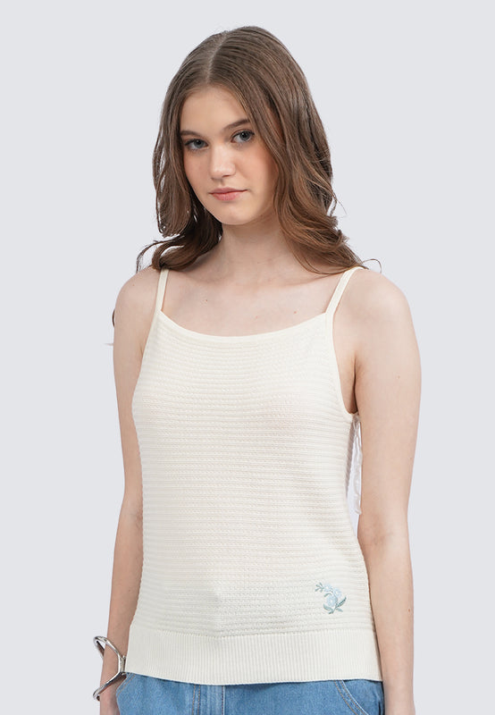 Embroidery Details Knit Tank Top