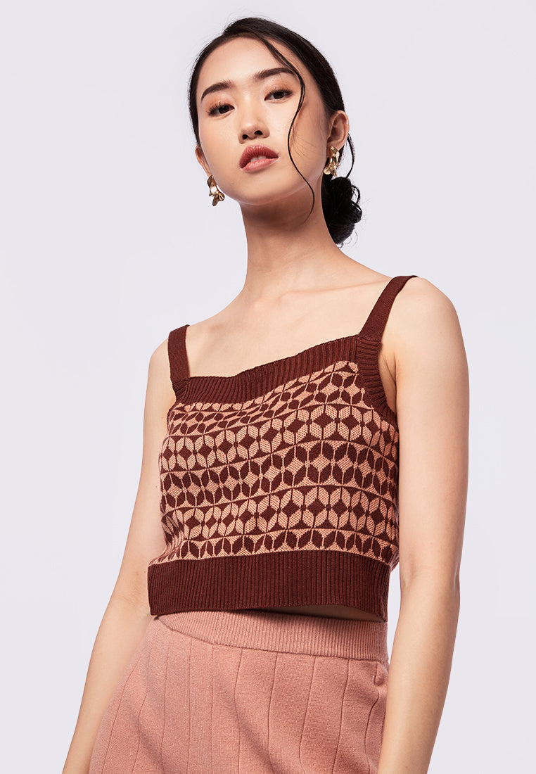 Sleeveless Printed Knit Camisole
