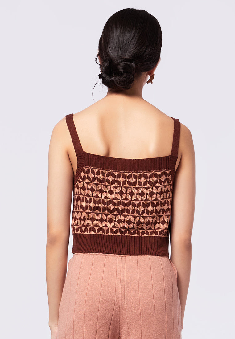 Sleeveless Printed Knit Camisole