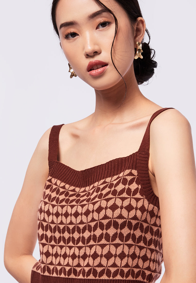 Sleeveless Printed Knit Camisole