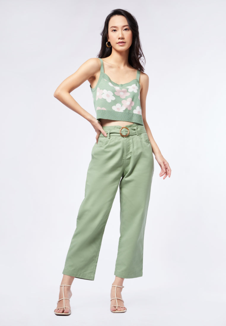 Square Neck Printed Crop Top
